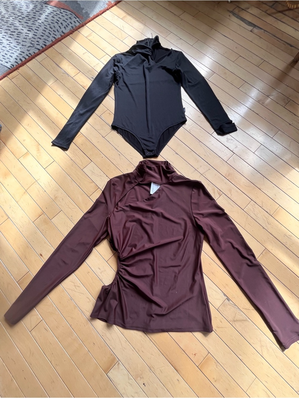 Topshop Black + Brown Long Sleeve Tops Bodysuits Bundle
